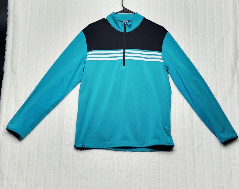 Adidas Climacool Men's S Teal Black White 1/4 Zip Pullover Activewear Top
